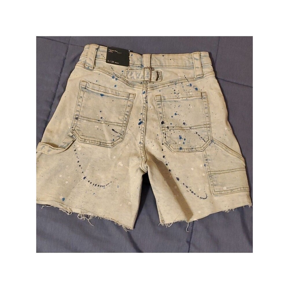Wild Fable Shorts Womens Size 0 Light Blue Carpenter Art Splatter Paint - Picture 5 of 16